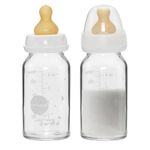 HEVEA Standard Neck Glass Baby Bottle - Slow Flow Anti Colic Newborn Baby Bottles 0+ Months - BPA-Free, Two-Pack (120 ML)