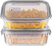 Wilvcsr Glass Food Storage Containers with Lids 2x640ML Pieces - Glass Container with Lid Microwave Tableware Glass