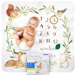 Baby Monthly Milestone Blanket, Soft Woodland Photo Blanket for Baby Boy & Baby Girl, Nursery Bed Blanket, Newborn Essentials, Baby Registry Must Haves