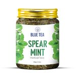 BLUE TEA - Spearmint Tea - 100gm | SUPPORTS HORMONE BALANCE, FACIAL HAIR & PCOS RELIEF | Herbal Tea - Dried Loose Leaf - Caffeine Free - Help in Digestion | Featured In Shark Tank | Reusable Pet Jar