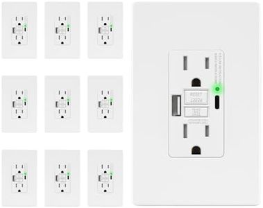 LIDER GFCI USB Outlet 15Amp, 4.2A USB A&C, ETL Listed, Matte White, 10-Pack