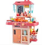 Cable World® Kitchen Playset for Kids, Kitchen Set for Toddler with Gas Sound & Light, Cooking Stove with Steam,Toy Kitchen Accessories with Running Water,Kitchen Toys for Kids Girls Boys (42 Pcs)