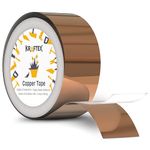 Kraftex Copper Tape Conductive Adhesive [1inx66ft] Copper Foil Tape for Guitar & EMI Shielding Barrier Soldering Jewelry Circuits PCB Pad Repair Electronics & Stained Glass Metal Tape