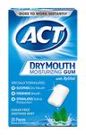 ACT Dry Mouth Moisturizing Gum, Soothing Mint, Sugar Free, 20 Count (Pack of 3)