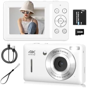 Digital Camera, FHD 1080P Digital Camera for Kids, Vintage Digital Camera with 16X Zoom, Face Detect, Smile Capture, Anti Shake, Compact Point and Shoot Camera Small Camera for Teens White