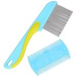 2 Pcs Lice Comb Professional Flea Comb Durable Dandruff Comb Stainless Steel Head Lice Comb Plastic Lice Comb for Kids for Kids Adults Pets Small and Large Cats and Dogs