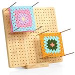Aulin 11.8 Inches Blocking Board for Crocheting - Handcrafted Rubber Wooden Board for Knitting Crochet & Granny Squares, Crochet Accessories Crochet Blocking Board with 20 Pcs 5.9'' Steel Pins