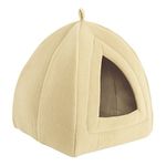 PETMAKER Cat Pet Bed, Igloo-Soft Indoor Enclosed Covered Tent/House for Cats, Kittens, and Small Pets with Removable Cushion Pad (Tan)