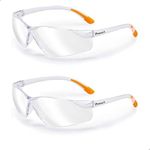 ProtectX Indoor/Outdoor Safety Glasses for Men & Women, Safety Sunglasses with Anti-Fog Scratch Resistant Wrap-Around Indoor/Outdoor Lenses, Non-Slip Orange Rubber Grips, ANSI Z87.1 Rated