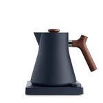 Fellow Corvo EKG Electric Tea Kettle - Electric Pour Over Coffee and Tea Pot - Temperature Control and Built-In Brew Timer - Stone Blue with Walnut Handle - 0.9 Liter