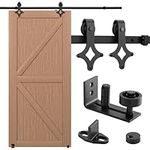 Fortstrong Heavy Duty Barn Door Hardware Kit - Set Up for Sliding Doors - Durable Single or Double Barndoor Assembly Kits with Track Rails and Rollers - Black Finish