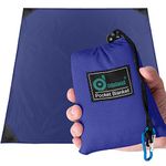 Odoland Beach Blanket, Sand Proof Waterproof Picnic Blanket, Packable Portable Lightweight Outdoor Beach Mat with Pocket Size Bag for Travel, Picnic,Camping and Vacation 160 * 180cm, Blue