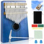 Kalimba Thumb Piano, Portable 17 Keys Mbira Finger Piano with Tune Hammer and Study Instruction,Musical Instruments Birthday Gift for Kid Adult Beginners Professional(Blue)