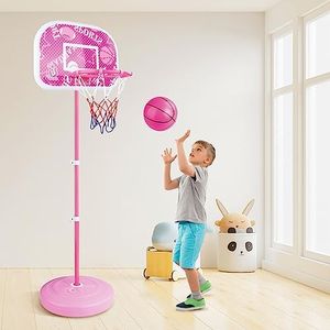 200CM Tall Kids Basketball Hoop Stand Freestanding Backboard System Portable Height Adjustable w/Pump&Basketball Play Toy