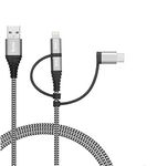Dyazo 4 ft / 1.2 m 3-in-1 Universal Charger Cable Double Nylon Braided Multi Charging Cable with Flexi Head Technology