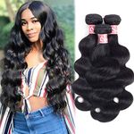LS HAIR 18 20 22 : Lshair 8A Brazilian Virgin Hair Body Wave 3 Bundles (18'' 20'' 22'') Brazilian Body Wave Human Hair Weave 100% Unprocessed Human Hair Bundles Natural Black Color 30