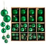 THE TWIDDLERS – 50-Pack Green Christmas Baubles - Various Sizes and Finishes - 6cm, 4cm, 3cm - Matte, Shiny, and Glittery for Tree Decoration
