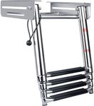 4 Step Boat Ladder,Stainless Steel Under Platform Sliding Dive Ladder for Pontoon Boat,Marine Boat Boarding Telescoping Ladder 900 Bound Capacity