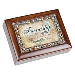 Friendship Lifes Gifts Jewel Musical Music Jewelry Box with Dark Wood Finish Plays Thats What Friend