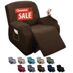 MAXIJIN Newest Recliner Slipcovers for Living Room 4 Pieces Stretch Jacquard Recliner Chair Cover Soft Fitted Recliner Protector with Elastic Bottom for Kids, Pets (Recliner, Dark Coffee)