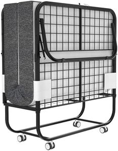 Foxemart Folding Bed with Mattress 75 x 38“ Rollaway Bed Extra Guest Bed with 5 Inch Comfortable Memory Foam Mattress and Super Sturdy Frame with Wheel, Easy to Assemble, Twin Size