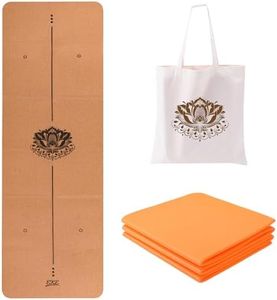 EKE Tapis de yoga pliable en liège, épaisseur de 5 mm, taille standard, pliable, léger et portable, convient pour le yoga, le pilates, le fitness, le sport, l'entraînement, livré avec un sac en toile