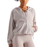 altiland Lightweight Workout Jacket for Women, Cropped Athletic Gym Running Hoodie, UV Protection Half Zip Pullover UPF 50+, Cream Tan, Small