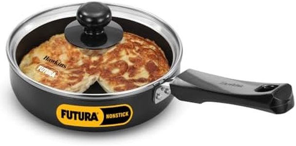 Hawkins Futura 16 cm Frying Pan, Non Stick Fry Pan with Glass Lid, Induction Omelette Pan, Small Frying Pan, Black (INF16G)