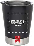 Personalized 12 oz. Itsy Vacuum Insulated Travel Mugs - 12 Pack - Custom Text, Logo - Black