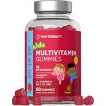 Multivitamin Gummies for Kids | 60 Count | 14 Essential Nutrients | with Vitamin A, B12, C, D & Zinc | Natural Strawberry Flavour | No Artificial Preservatives | by Horbaach