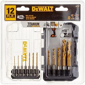 DEWALT Drill Bit Set, Titanium Impact Ready, Ideal for Metal, Wood, and Plastic, 12 Piece (DD5152)