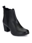 Delize Black Mid heal Ankle Boots for Women's (39, Black)