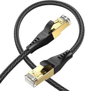 MOGOOD Cat 8 Ethernet Cable 6FT Outdoor&Indoor Nylon Braided Network Cord High Speed Heavy Duty LAN Network Cable 26AWG CAT 8 RJ45 Ethernet Cable for TV,Gaming PC PS5 Xbox Modem Router