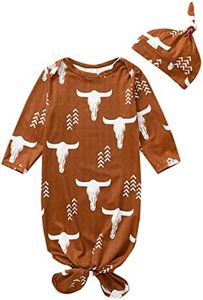 CIYCUIT Baby Girl Boy Bull Head Print Clothes Newborn Coming Home from Hospital Outfit Western Clothes 0-6 Months