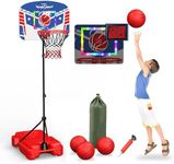 Eaglestone Kid Basketball Hoop Indoor with LED Lights & Scoreboard,Toddler Basketball Hoop Adjustable Height 2.9ft-6ft, Mini Hoop Outdoor with 3 Balls,Basketball Toy Gifts for 3-12 Year Old Boys Girls