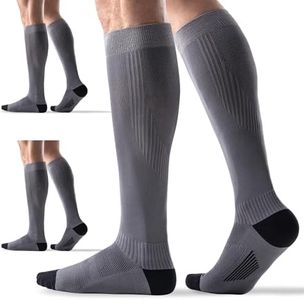 3 Pairs Sports Compression Socks 15-20 mmHg for Women Men - Comfort Cuff, Cushioned Support Sock for Running Athletic