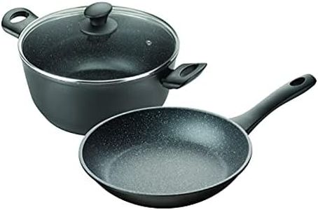 Pyrolux Pyrostone 2-Piece Non-Stick Cookware Set, Fry Pan/Skillet 26 cm & Casserole 26 cm/6 Litre, Black