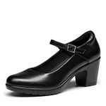 DREAM PAIRS Women's Chunky Low Block Heels Mary Jane Closed Toe Work Pumps Comfortable Round Toe Dress Wedding Shoes, Black, 10