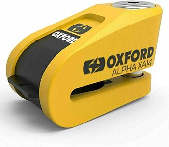 Oxford Security Alpha XA14 Motorcycle Bike Disc Lock 14mm Yellow Security Alarm Free Cable (Yellow)