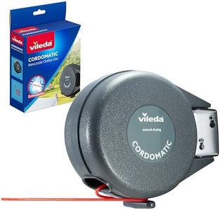 Vileda Cordomatic Retractable Washing line 15m | 1 x 15m clothes line holds up to 15kg | Extendable Clothes Line | Automatic retraction | Strong and durable | Wall Mounted for Indoor & Outdoor Use