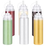 24 OZ Condiment Squeeze Bottles: U-Taste Sauce Bottles with Twist on Caps and Measurement, Leakproof Squirt Reusable Plastic Oil Container Dispenser for Ketchup, BBQ, Salad, Dressing (Pack of 6)