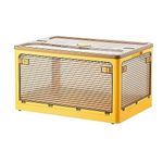 oddpod™ Stack Genie Collapsible Large Capacity Storage Box with Detachable Wheels/Multifunctional Transparent Stackable, Portable & Foldable Organizer for Indoor and Outdoor use - Yellow