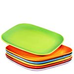 Bruntmor 10" Ceramic Appetizer Plates, Serving Platter, Set of 6, Square Multi-Color Simple Modern Ceramic Salad, Dessert Plates, Dinner Plates Set, Dinnerware