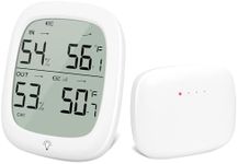 RUIKORING Indoor Outdoor Thermometer Wireless, Outside Digital Thermometer Humidity with IP66 Waterproof Sensor, LCD Backlight, Max/Min Trend, Wireless Humidity Gauge for Home Room Greenhouse,Patio