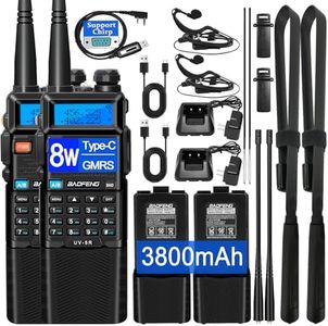 BAOFENG UV-5R Ham Radio Handheld: 8W Ham Radios Long Range UV5R Radio 3800mAh Rechargeable Walkie Talkies Two Way Radio with Programming Cable,Tactical Antenna and Earpiece for Survival Gear, 2 Pack