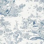 Yomshi Blue and White Self Adhesive Wallpaper 41×300cm Tree Animal Peel and Stick Wallpaper Elegant Style Thicken Vinyl Wrap Furniture Sticker Waterproof Removable Cabinets Drawers Walls Living Room