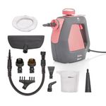 Swan Lynsey TV’s Queen of Clean Handheld Steam Cleaner, 9 Piece Accessory Kit, Multi-purpose cleaning, 3 bar Steam Pressure, Lightweight, Portable, Pink/Grey, SC17350QOCN, Clear