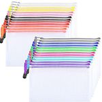 24PCS A6 Plastic Wallets Small Zip Wallets A6 Plastic Folders Ziplock Bags Zipper File Bag - 12 Colours (23×11.5CM)