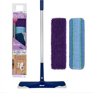 Bona Pet Premium Microfibre Mop Kit - Includes 2 Cleaning Pads - Floor Mop - Electrostatic Action Attracts Pet Hair - Safe for Multi-Surface Floors