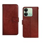 Pinaaki Enterprises Infinix Smart 7 HD Flip Case | Premium Leather Finish Flip Cover | with Card Pockets | Wallet Stand |Complete Protection Flip Cover for Infinix Smart 7 HD - Brown